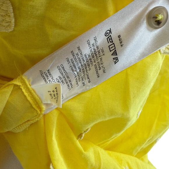 Maeve by Anthropologie Yellow Embroidered Pineapple Button Front Shirt Size 2 - Picture 6 of 7